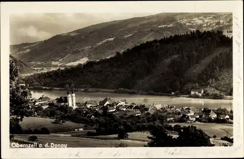 Ak Obernzell an der Donau Niederbayern, Ort mit Bergen