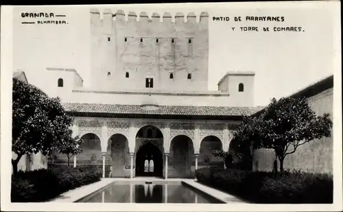 Ak Granada Andalusien Spanien, Alhambra, Patio de Arrayanes y Torre de Comares