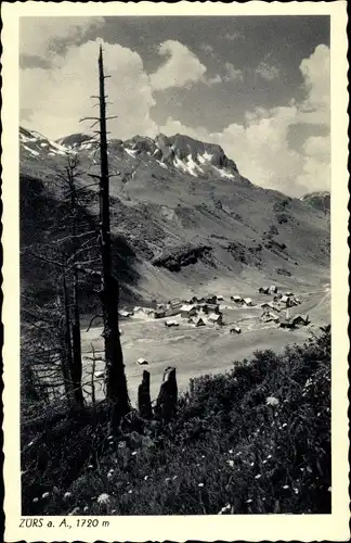 Ak Zürs Lech in Vorarlberg, Blick auf den Ort, Berge