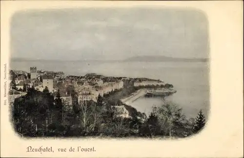 Ak Neuchâtel Neuenburg Stadt, Vue de l'ouest