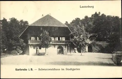 Ak Karlsruhe in Baden Württemberg, Lauterberg, Schwarzwaldhaus im Stadtgarten