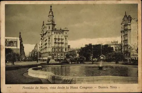 Ak Buenos Aires Argentinien, Avenida de Mayo, vista desde la Plaza Congreso