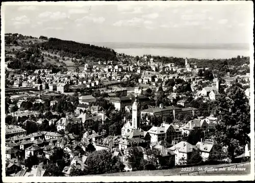 Ak St. Gallen Stadt Schweiz, Blick auf den Ort mit Bodensee