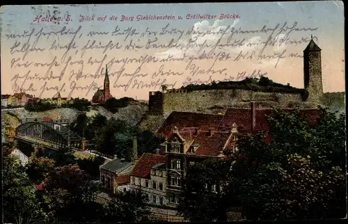 Ak Halle, Burg Giebichenstein, Blick nach Kröllwitz