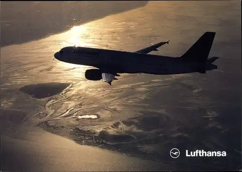 Ak Deutsches Passagierflugzeug, Lufthansa Airbus A320-200, Werbung