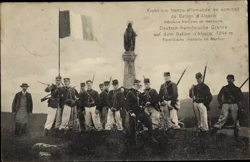 Ak Deutsch französische Grenze auf dem Ballon d'Alsace, französische Infanterie