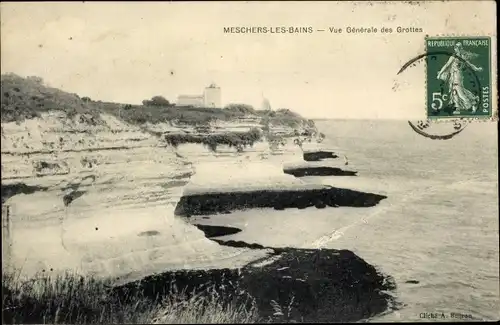 Ak Meschers les Bains Gironde, vue generale des Grottes