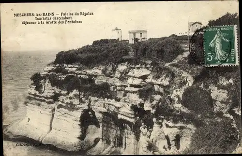 Ak Meschers les Bains Gironde, Falaise du Régulus, Grotte des Fontaines