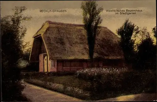 Ak Recklinghausen, Westfälisches Bauernhaus im Stadtgarten