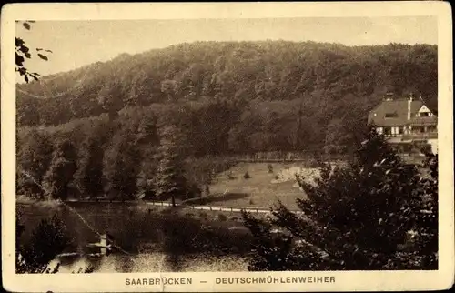 Ak Saarbrücken im Saarland, Deutschmühlenweiher