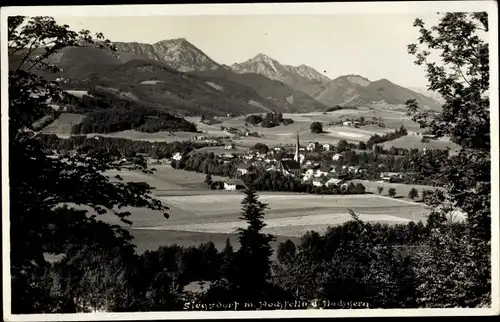 Ak Siegsdorf in Oberbayern, Durchblick zum Ort mit Hochfelln und Hochgern