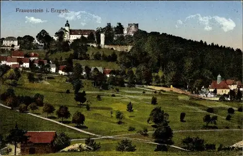 Ak Frauenstein im Erzgebirge, Blick auf den Ort mit Umgebung