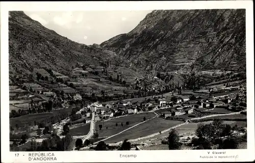 Ak Encamp Andorra, Panoramaansicht von Ortschaft und Umgebung