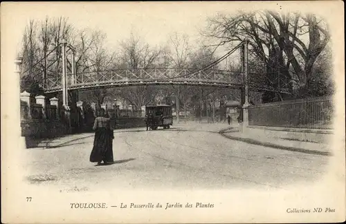 Ak Toulouse Haute Garonne, La Passerelle du Jardin des Plantes