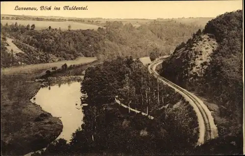 Ak Lunzenau in Sachsen, Gleise, Flusspartie, Landschaftsblick