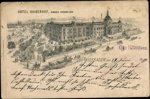 Litho Wiesbaden in Hessen, Hotel Kaiserhof, Augusta Victoria Bad