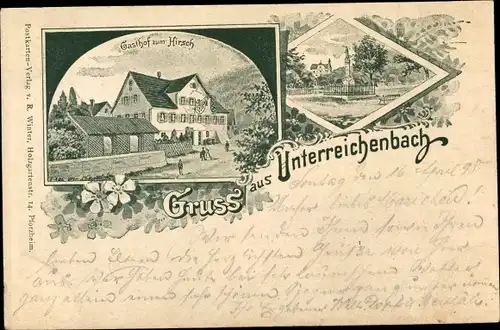 Litho Unterreichenbach Baden Württemberg, Gasthof zum Hirsch