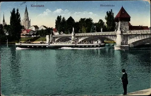 Ak Konstanz am Bodensee, Rheinbrücke