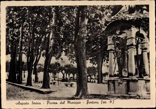 Ak Serravalle Scrivia Alessandria Piemonte, Arquata Scrivia, Piazza del Municipio, Fontana