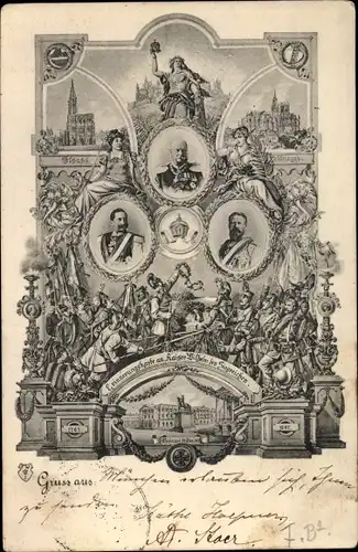 Ak Waffenbrüderschaft, Kaiser Wilhelm II., Kaiser Franz Joseph I., Schlacht v. 1797, Jubiläum 1897