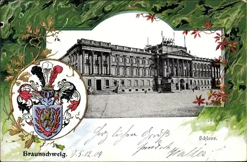 Präge Wappen Ak Braunschweig in Niedersachsen, Schloss