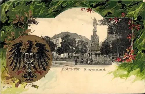 Präge Wappen Ak Dortmund im Ruhrgebiet, Kriegerdenkmal