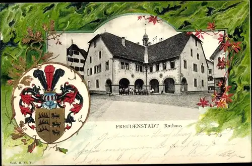 Präge Wappen Ak Freudenstadt im Nordschwarzwald, Rathaus