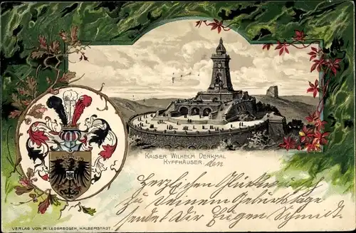 Präge Wappen Litho Kyffhäuserland Thüringen, Kaiser Wilhelm Denkmal