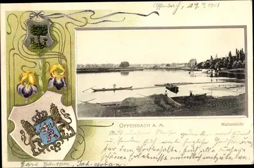 Präge Wappen Ak Offenbach am Main Hessen, Mainansicht
