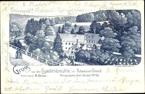 Litho Spechtritz Rabenau im Erzgebirge, Spechtritzmühle
