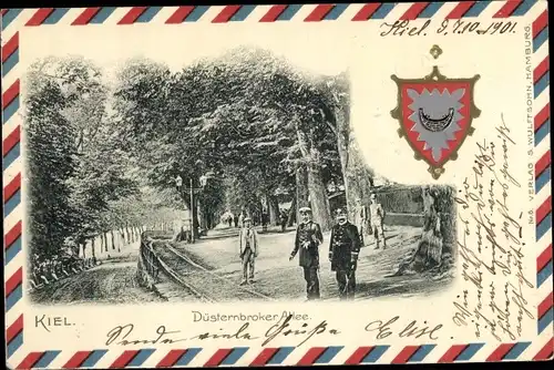 Präge Wappen Ak Kiel in Schleswig Holstein, Düsternbroker Allee