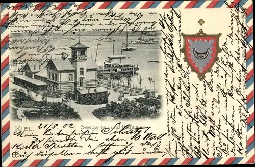 Präge Wappen Ak Kiel in Schleswig Holstein, Seegarten und Hafen