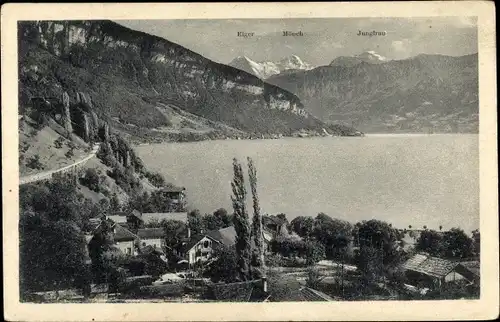 Ak Gunten Bern Schweiz, Thunersee, Eiger, Mönch, Jungfrau