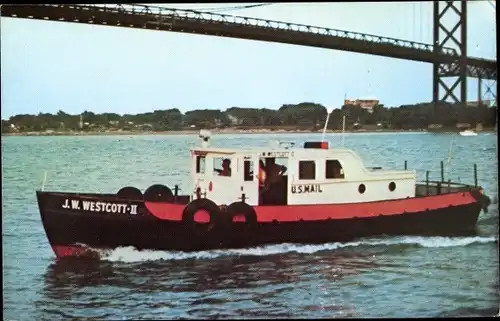 Ak JW Westcott II, Mail Boat, Detroit River in Michigan