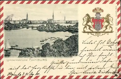 Präge Wappen Ak Hamburg, Lombardsbrücke