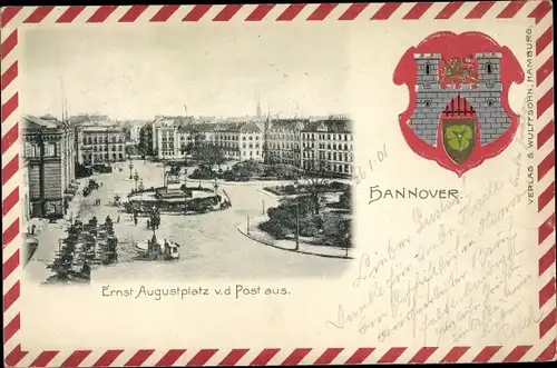 Präge Wappen Ak Hannover, Ernst August Platz von der Post aus