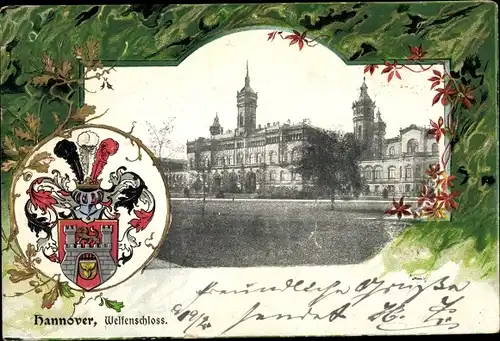Präge Wappen Ak Hannover, Welfenschloss