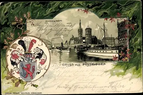 Präge Wappen Litho Düsseldorf, Rheinwerft