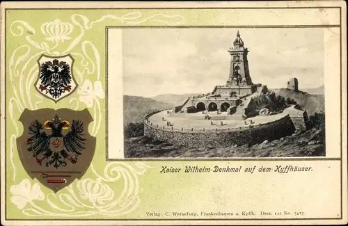 Präge Wappen Ak Steinthaleben Kyffhäuserland in Thüringen, Kyffhäuser, Kaiser Wilhelm Denkmal