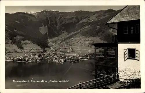 Ak Zell am See in Salzburg, Talpanorama vom Ort, Thumersbach, Restauration Gletscherblick