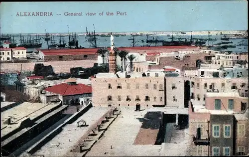 Ak Alexandria Ägypten, General view of the Port