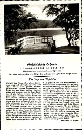 Ak Die Sage vom Uglei See, Holsteinische Schweiz, Angelbrücke