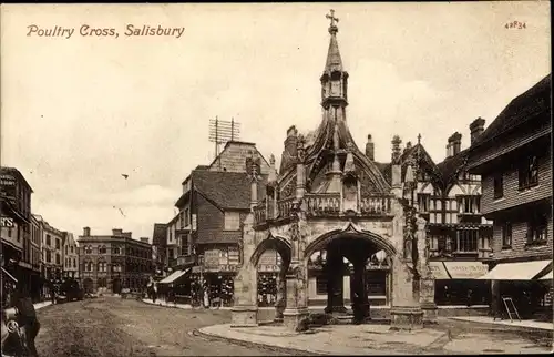 Ak Salisbury South West, Poultry Cross, Straßenpartie