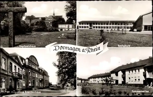 Ak Dormagen Niederrhein, Raphaelshaus, Realschule, Augustinus Krankenhaus, Pommernallee