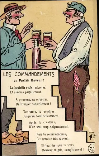 Künstler Ak Griff, Les Commandements du Parfait Buveur, Gastwirt