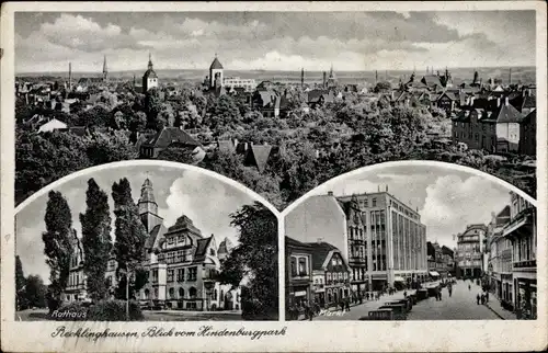 Ak Recklinghausen im Ruhrgebiet, Blick vom Hindenburgpark, Rathaus, Markt
