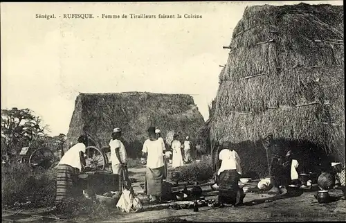 Ak Rufisque Senegal, Femme de Tirailleurs faisant la Cuisine