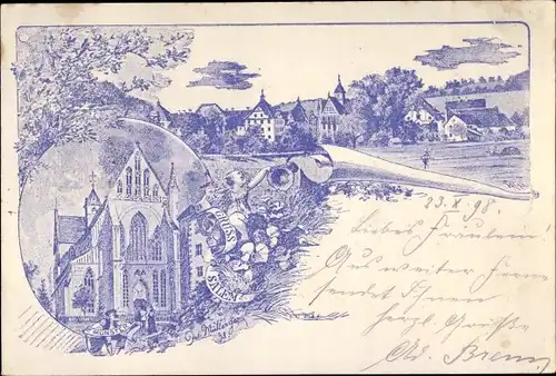 Künstler Litho Salem Bodenseekreis Baden Württemberg, Teilansicht vom Ort, Münster