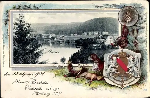 Präge Passepartout Wappen Ak Titisee Neustadt im Breisgau Hochschwarzwald, Panorama vom Ort, See