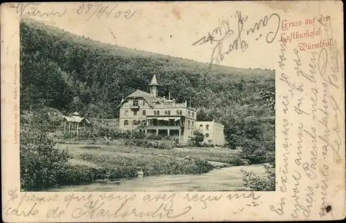 Ak Pforzheim im Schwarzwald Baden Württemberg, Blick auf das Luftkurhotel Würmthal